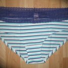 Victoria's Secret Lace Waisted Low-Rise Hiphugger Purple/Wht/Teal Stripes Large