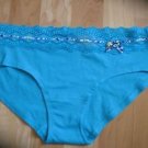 Victoria's Secret Lace Waisted Teal Hiphugger w/ Heart Ribbon & Bow XSmall