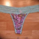 Victoria's Secret Low-Rise Lace-Waisted Thong Aqua/Paisley Small