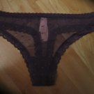 Victoria's Secret Purple Sheer Mesh Lace Edged Dotted Thong Large