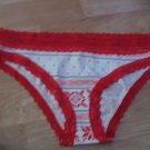 Victoria's Secret  Low Rise Cheekini Orange/Peach/White Snowflakes Small