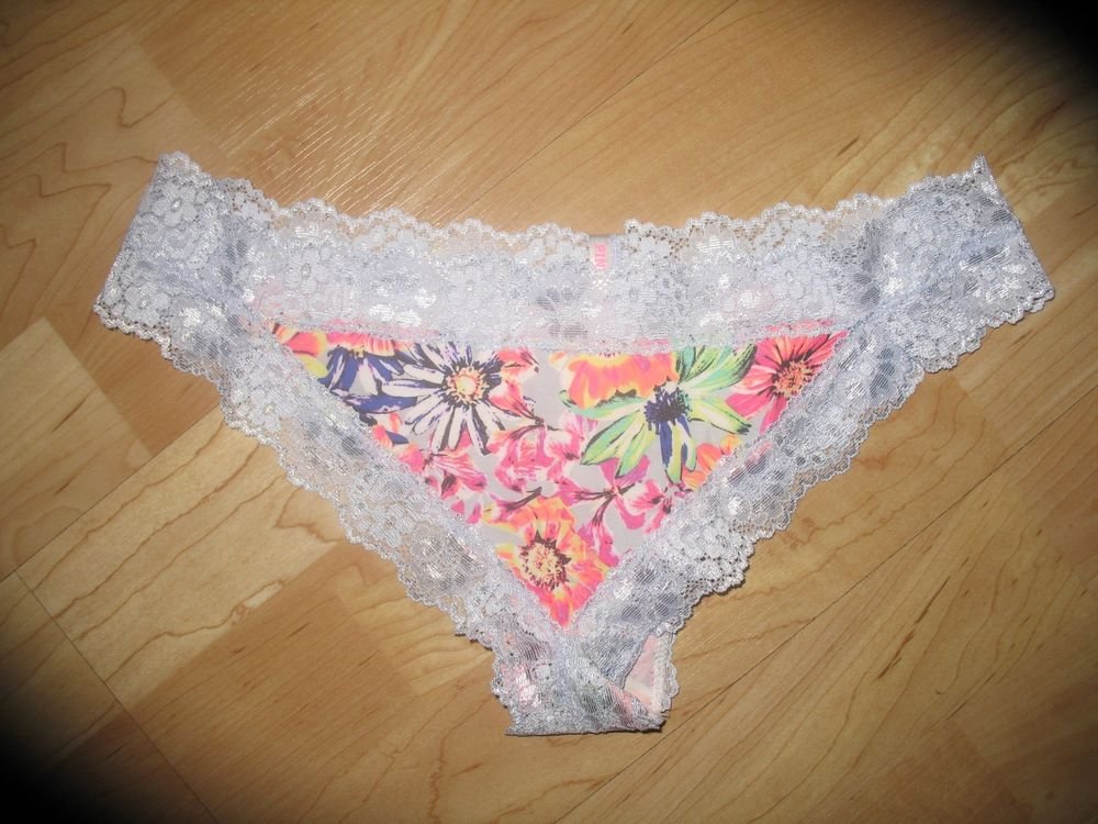 Victoria's Secret Pink Lace-Edged Periwinkle & Floral Mini Cheekster XSmall