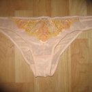 Victoria's Secret Delicate Peach Cheekini Orange/Ylw/Prlp Embroidered Flowers L