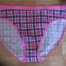 Victoria's Secret High Leg Brief Bright Pink/Grey Plaid Checks XLarge