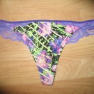Victoria's Secret Pink Ex Low Rise Purple Geometric Print Thong Medium