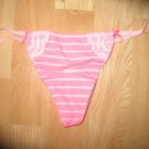 Victoria's Secret Pink Ex Low Rise V-String Hot Pink/Pink Stripes Small