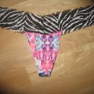 Victoria's Secret PINK Tiger-Striped Lace-Waisted Geo Print Thong  Medium