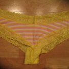 Victoria's Secret Yellow Lace Cheeky Yellow/Pink/Wht Stripes Springtime Flirty M
