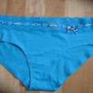 Victoria's Secret Lace Waisted Teal Hiphugger w/ Heart Ribbon & Bow Medium