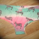 Victoria's Secret Pink Extra Low Rise Hipster Zebras on Aqua/Pink XSmall