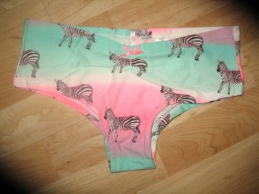 Victoria's Secret Pink Extra Low Rise Hipster Zebras on Aqua/Pink XSmall
