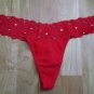 Victoria's Secret Red Thong w/Flower Lace Waist and Rivets Small