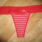 Victoria's Secret Lace Wasited Thong Candy Cane Striped Red/Pink/Silver XS