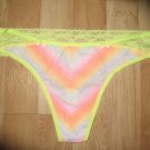 Victoria's Secret Neon Colors Zig Zag Print Lace Sides/Back Thong Medium