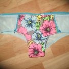 Victoria's Secret Pink Extra Low Rise Mesh Back/Side CheeksterTeal Floral Small