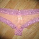 Victoria's Secret Pink Extra Low Rise Peach Lace Cheeky Sheer Peach/Lavender Med
