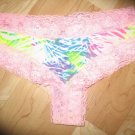 Victoria's Secret PINK Extra Low-Rise Lace Waisted Pink Edged Cheeky Multi Small