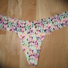 Victoria's Secret PINK Extra Low-Rise White Thong w/Multi-color Print Large