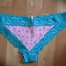 Victoria's Secret PINK Lace Edged Teal/Pink Mini Cheekster w/Palm Trees Large