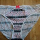 Victoria's Secret Lace Inset Low Rise Bikini Hot Pink Bow Gray/White/Pink XLarge