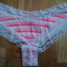 Victoria's Secret  Hot Pink & White Lace Edged Cheeky w/VS Logos Medium