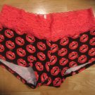 Victoria's Secret PINK Halloween Vampire Teeth Black/Red Lace Waist Boyshort Med
