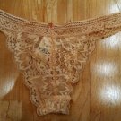Victoria's Secret Tan/Nude All Lace Sheer Ex Low Rise Mini Cheekster Large