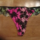 Victoria's Secret PINK Palm Tree Print Multicolor Lace Sides/Back Thong Medium