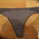 Victoria's Secret Gray & White Polka Dot Thong with Gray Lace Waist & Bows Large