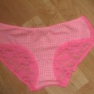 Victoria's Secret Pink/White Checked Lace-Back Low-Rise Hiphugger Medium