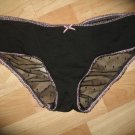 Victoria's Secret Lace-Back Ruched-Back Black Hiphugger with Pink Trim Medium