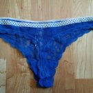 Victoria's Secret  Purple Floral Lace Thong w/ Purple Polka Dot Waist Large