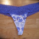 Victoria's Secret Pink Halloween Purple Lace-Edged Thong Prpl Silver Skulls Sm