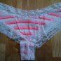 Victoria's Secret  Hot Pink & White Lace Edged Cheeky w/VS Logos Large