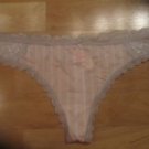 Victoria's Secret Body By Victoria Pink & White Striped Thong w/ Gary Lace Large