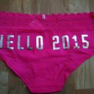 Victoria's Secret PINK Hot Pink "Crocheted" Waisted Hipster "Hello 2015" Medium