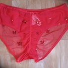 Victoria's Secret Christmas Red  Hiphugger w/ Sequin Stars Sheer Back Large