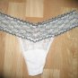 Victoria's Secret All Lace White Thong w/Floral Imprint and Gray Waist One Size