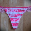 Victoria's Secret PINK Lace Back/Side Thong Pink & White Print Small