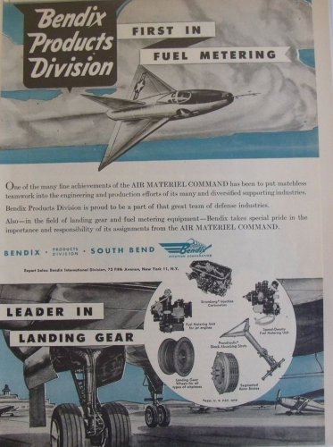 Bendix Products / Convair XF-92 delta 1950s ad