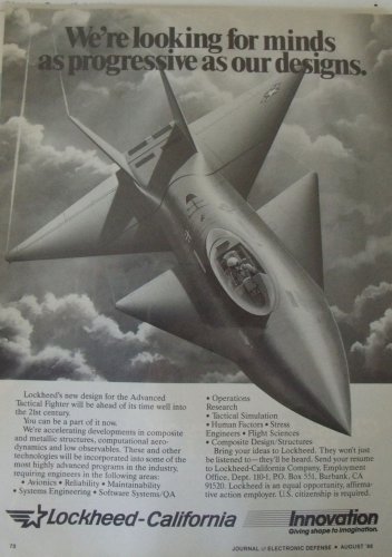 1986 Lockheed California Advanced Tactical Fighter ad