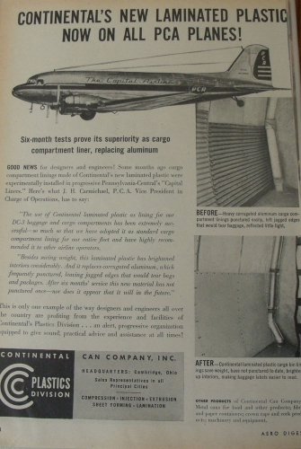 Continental Plastics Division / PCA - Capital Airlines DC-3 ad