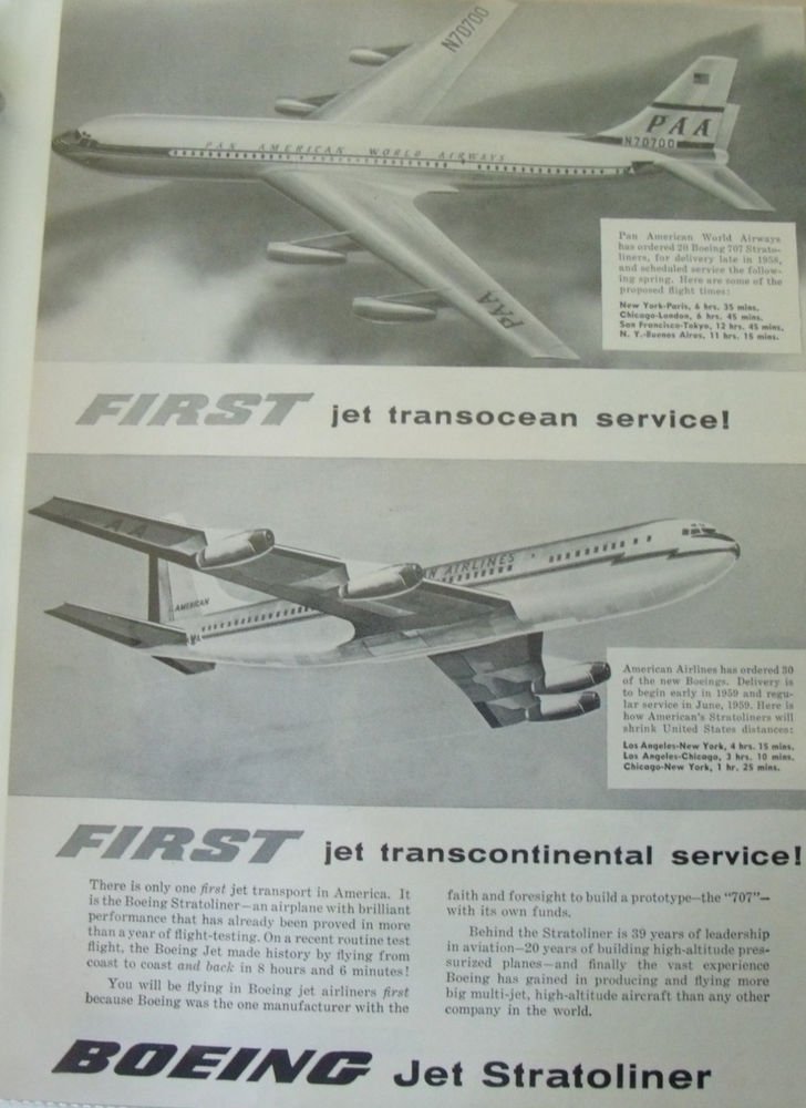 1950s Boeing 707 Jet Stratoliner ad