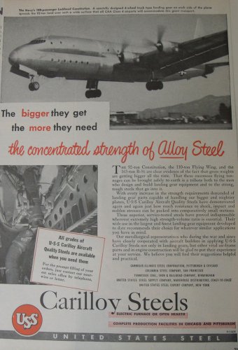 Carilloy Steels / Lockheed Constitution ad