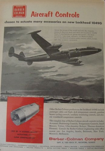 1950s Barber-Colman Lockheed L-1049G Super Constellation ad