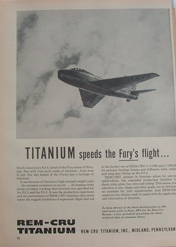 1950s Rem-Cru Titanium / North American FJ-4 Fury ad