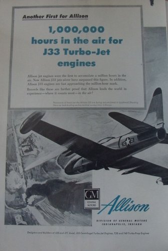 AllisonJ33 jet engine / Lockheed F-80 Shooting Star ad