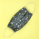 Handmade Face Mask Reusable Washable With Filter Pocket Iron Gray White Camellia Floral Pattern