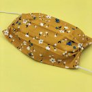 Handmade Face Mask Reusable Washable With Filter Pocket Orange Brown White Camellia Floral Pattern