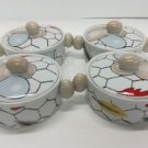 Set Of 4 Franci Villa Vanilla Taste Setter Covered Crocks Chicken Coop Wire